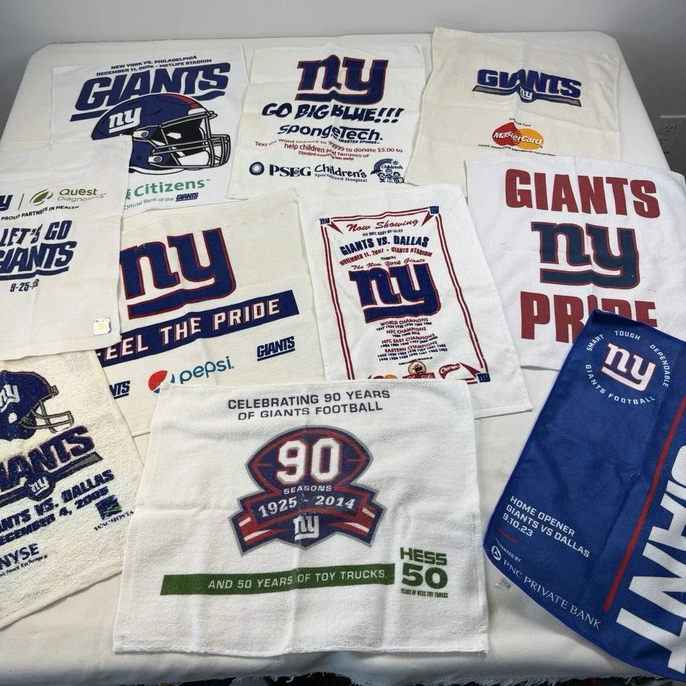 New York Giants Rally Towel Ceremony Wash Lot of 10 Game Stadium Retired NY